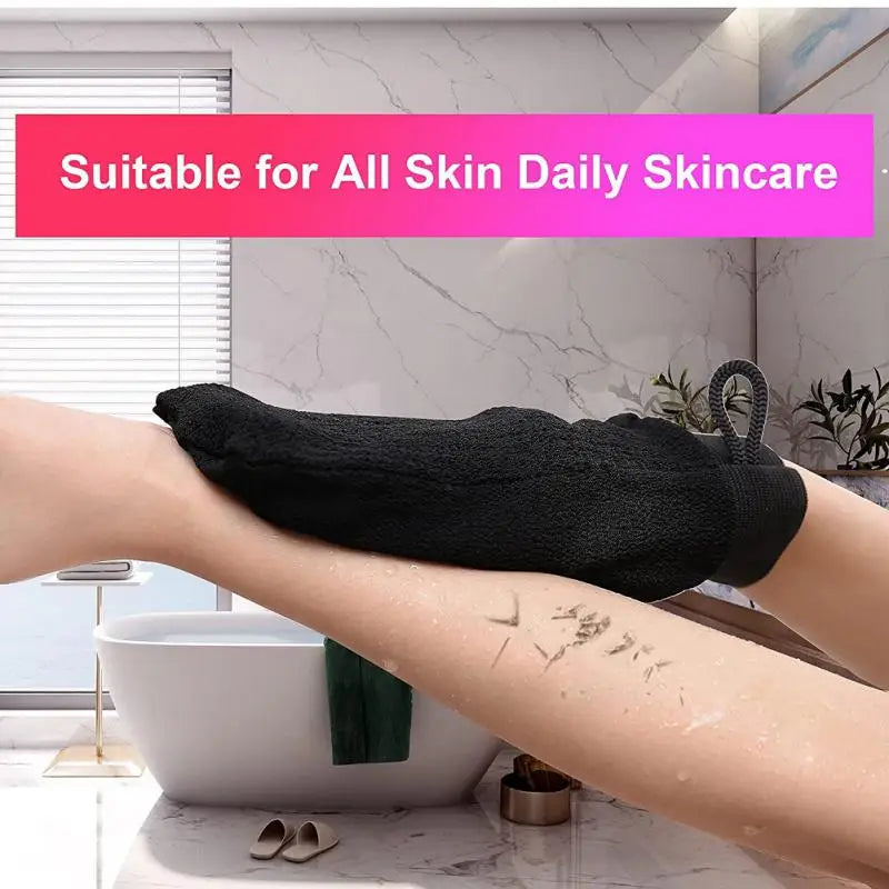 Guante de baño para limpieza corporal, esponja para ducha, guante exfoliante, guante de masaje facial, guante desmaquillante para baño y ducha.